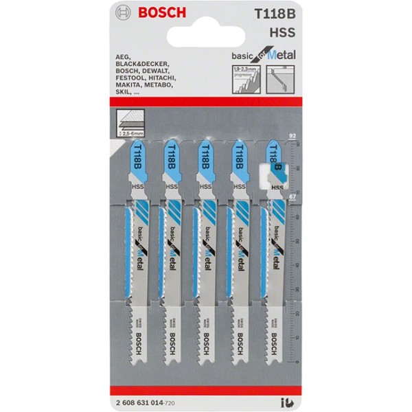 Нож за зеге Bosch T 118 B Basic for Metal - 5 бр.